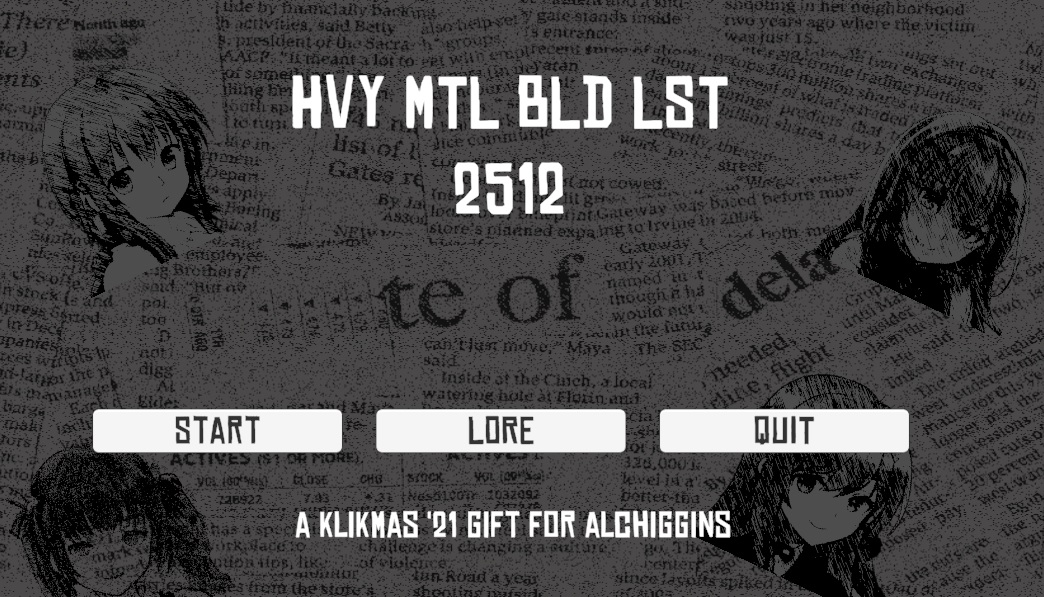 HVY MTL BLD LST 2512 title screen